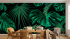 Design L0944 — Papier peint Monstera vert emeraude fond noir — Novomur