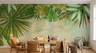 Design L1010 — Papier peint Encadrement feuillage tropical fond beige — Novomur
