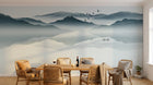 Design L1013 — Papier peint Paysage encre bleue montagnes reflet lac — Novomur