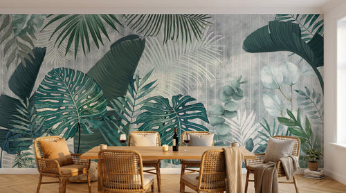Design SK0158 — Papier peint Palmier Tropical Vert - Collection 1 — Novomur