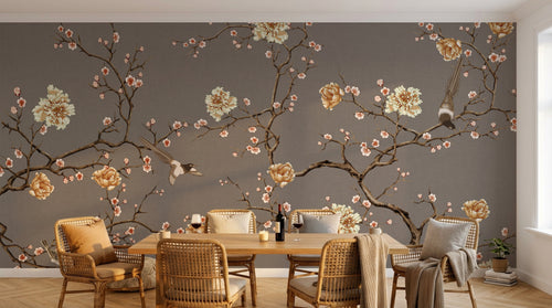 Design SK0545 — Papier peint Floral Pivoines et Roses - Collection 1 — Novomur