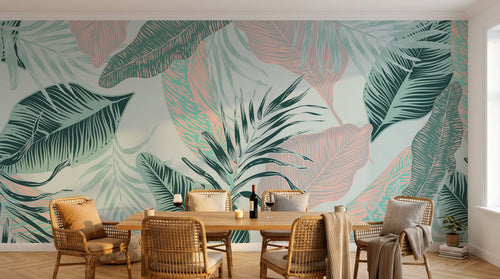 Design SK0817 — Papier peint Palmier Tropical Vert - Collection 2 — Novomur