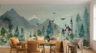 Design SL0111 — Papier peint Paysage hivernal renard chateau sapins — Novomur