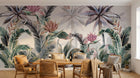 Design SL0141 — Papier peint Jungle pastel oiseaux paradis fond brume — Novomur