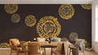 Design SL0142 — Papier peint Medaillons dores dragons fond marron — Novomur