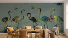 Design SL0143 — Papier peint Flamants silhouettes colorees fond gris — Novomur