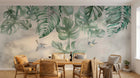 Design SL0173 — Papier peint Monstera cascade oiseaux fond marbre — Novomur