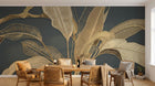 Design SL0206 — Papier peint Bananier dore relief fond bleu marine — Novomur