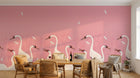 Design SL0211 — Papier peint Grues blanches fond rose pastel — Novomur