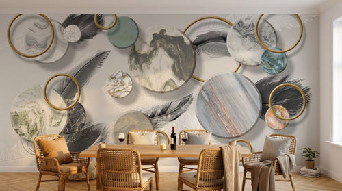 Design SL0232 — Papier peint Art Déco Éventails et Or - Collection 2 — Novomur