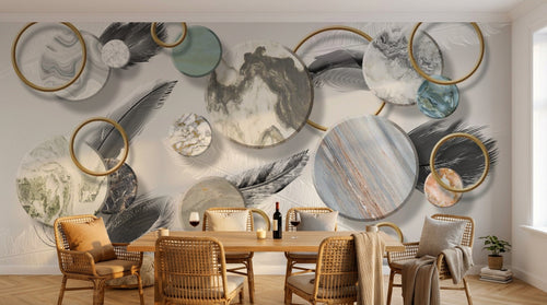 Design SL0232 — Papier peint Art Déco Éventails et Or - Collection 2 — Novomur