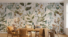 Design SL0235 — Papier peint Feuilles botaniques aquarelle vert beige — Novomur