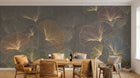 Design SL0351 — Papier peint Ginkgo nervures dorees multicolores gris — Novomur