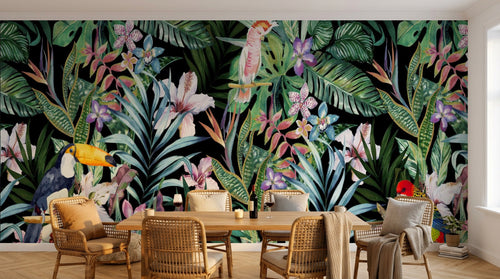 Design SL0377 — Papier peint Palmier Tropical & Jungle Dense — Novomur