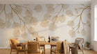 Design SL0441 — Papier peint Branches dorees feuilles rondes beige — Novomur