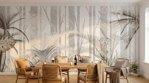 Design SL0451 — Papier peint Paysage tropical beige aquarelle vintage — Novomur