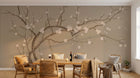 Design SL0493 — Papier peint Cerisier blanc fond beige dore chinoiserie — Novomur