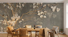 Design SL0820 — Papier peint Magnolia blanc oiseaux fond beton (variante SK0283) — Novomur