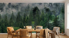 Design SL0835 — Papier peint Foret pins brumeuse photo realiste — Novomur