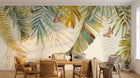 Design SL0856 — Papier peint Feuilles tropicales dores turquoise papillons — Novomur