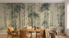 Design ZX0147 — Papier peint Foret bambous oiseaux fond beige chinois — Novomur