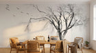 Design ZX0234 — Papier peint Arbre solitaire oiseaux hiver brume — Novomur