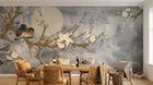 Design ZX0250 — Papier peint Branches dorees fleurs blanches lune chinois — Novomur