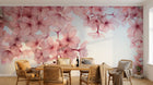 Design ZX0547 — Papier peint Cerisier rose dense fond bleu chinoiserie — Novomur