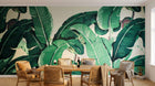 Design ZX0595 — Papier peint Bananier vert vif fond creme — Novomur