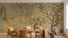 Design ZX0664 — Papier peint Pommier fleurs oiseaux montagne encre — Novomur