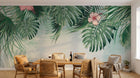 Design ZX0680 — Papier peint Monstera palmes hibiscus pastel — Novomur