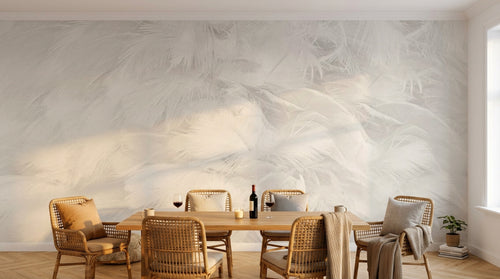 Design ZX0684 — Papier peint Plumes blanches duveteuses zen — Novomur