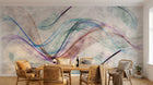 Design ZX0776 — Papier peint Plumes vagues multicolores beige aerien — Novomur