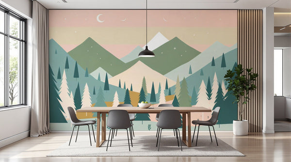 Papier peint Paysage Montagne Minimaliste - Collection 2 - Sur mesure