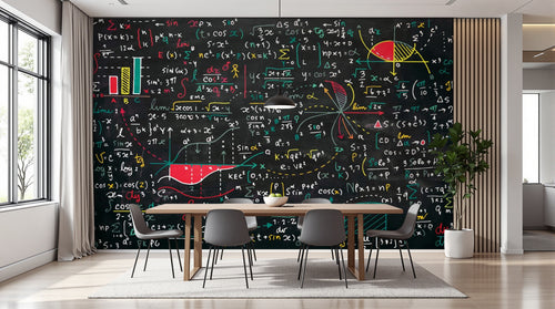 Design SL0780 — Papier peint Tableau Noir Mathématiques — Novomur