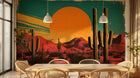 Design A0175 — Papier peint Paysage Désert et Cactus — Novomur