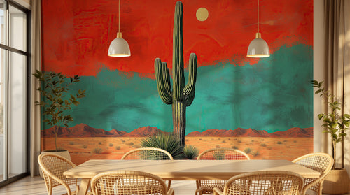 Design A0775 — Papier peint Paysage Désert et Cactus — Novomur