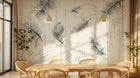 Design SL0109 — Papier peint Plumes noires fond bois blanc tropical — Novomur