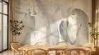 Design SL0706 — Papier peint Plumes blanches transparentes marbre — Novomur