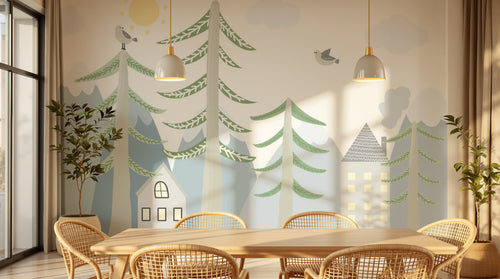 Design SL0840 — Papier peint Forêt Pins et Sapins - Collection 3 — Novomur
