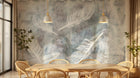 Design ZX0688 — Papier peint Plumes blanches contour bleu fond grunge — Novomur