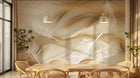 Design ZX0693 — Papier peint Plumes blanches lignes dorees beige — Novomur