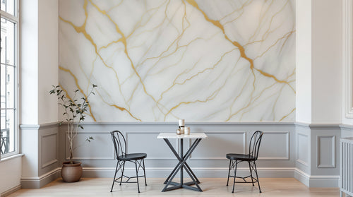 Design A0036 — Papier peint Marbre Blanc Classique - Collection 2 — Novomur