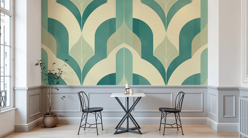 Design A0433 — Papier peint Art Déco Éventails et Or - Collection 1 — Novomur