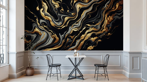 Design A0501 — Papier peint Marbre Noir et Or Luxe - Collection 2 — Novomur