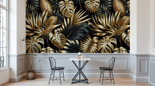 Design A0585 — Papier peint Palmier Tropical Doré Luxe - Collection 2 — Novomur