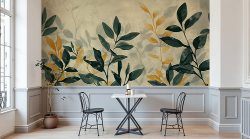 Design A0610 — Papier peint Botanique Feuilles Dorées — Novomur
