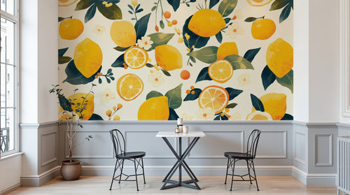 Papier peint Fruits Agrumes Beige - Sur mesure - Design A0874