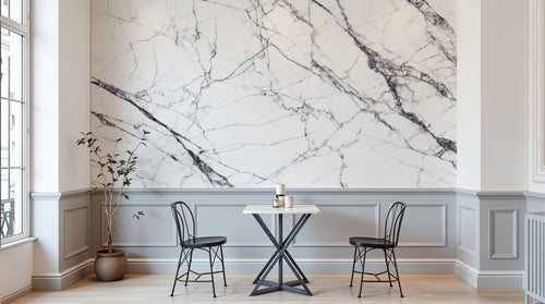Design C0126 — Papier peint Marbre Blanc Classique - Collection 1 — Novomur