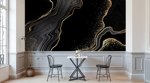 Design C0313 — Papier peint Marbre Noir et Or Luxe - Collection 1 — Novomur